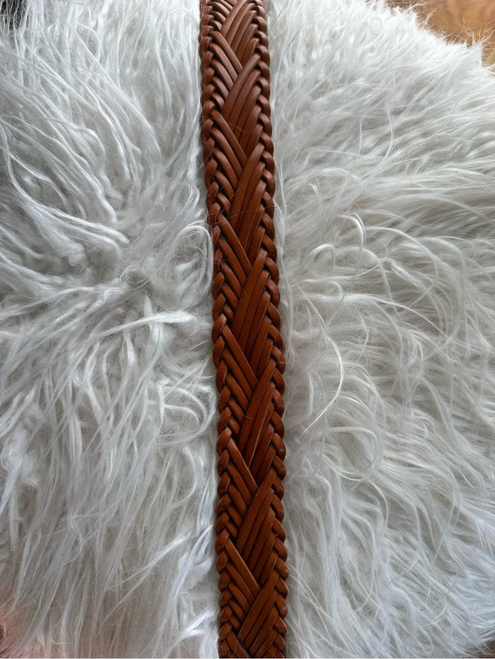 J. Crew Braided Leather Belt in Saddle with Brass Buckle - Picture 6 of 7